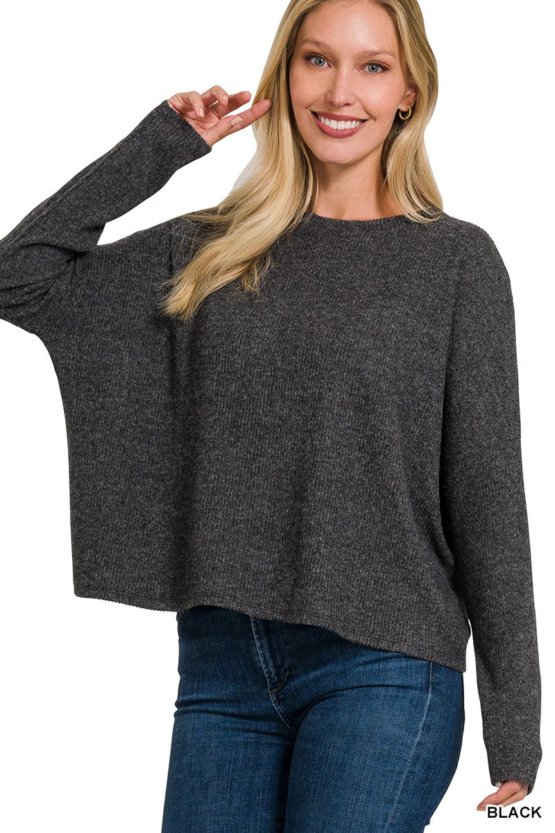 Ribbed Dolman Long Sleeve Sweater