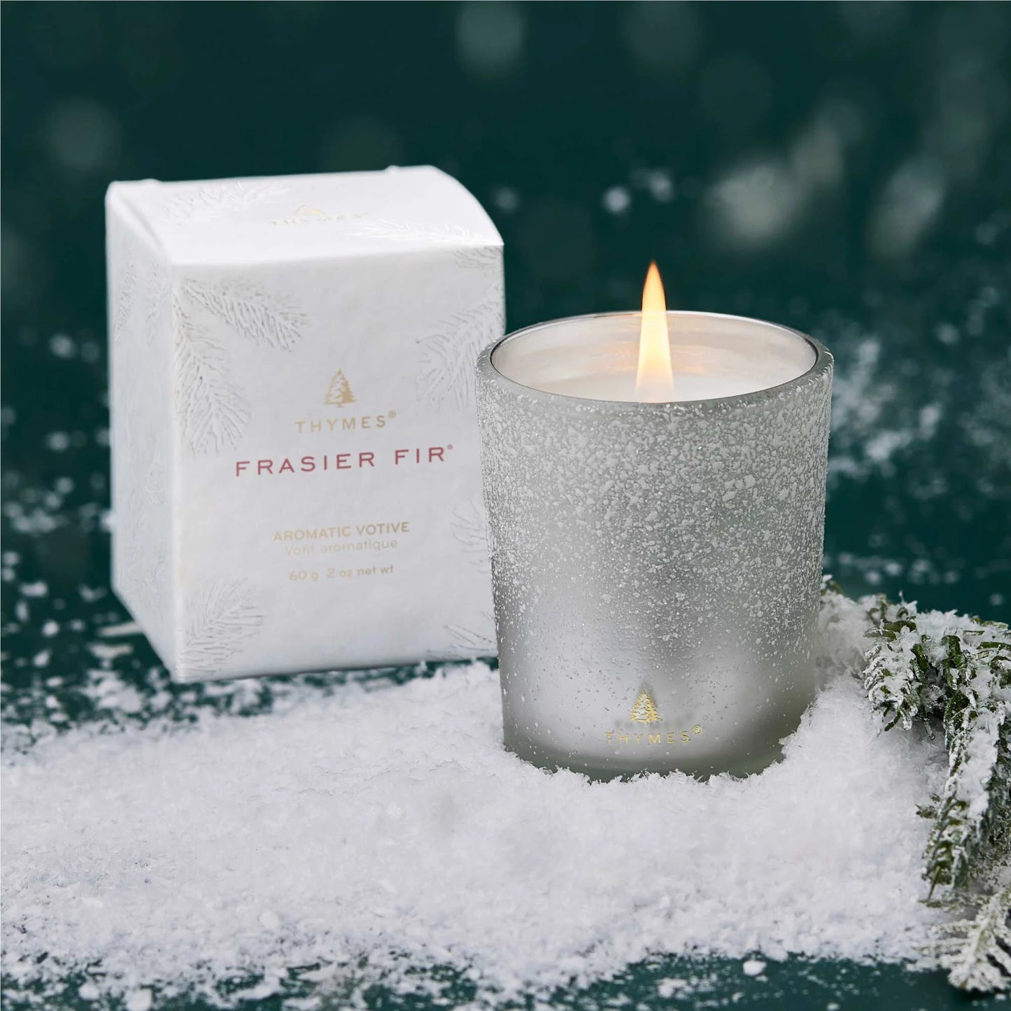Frasier Fir Aromatic Candle Flocked 2oz Votive