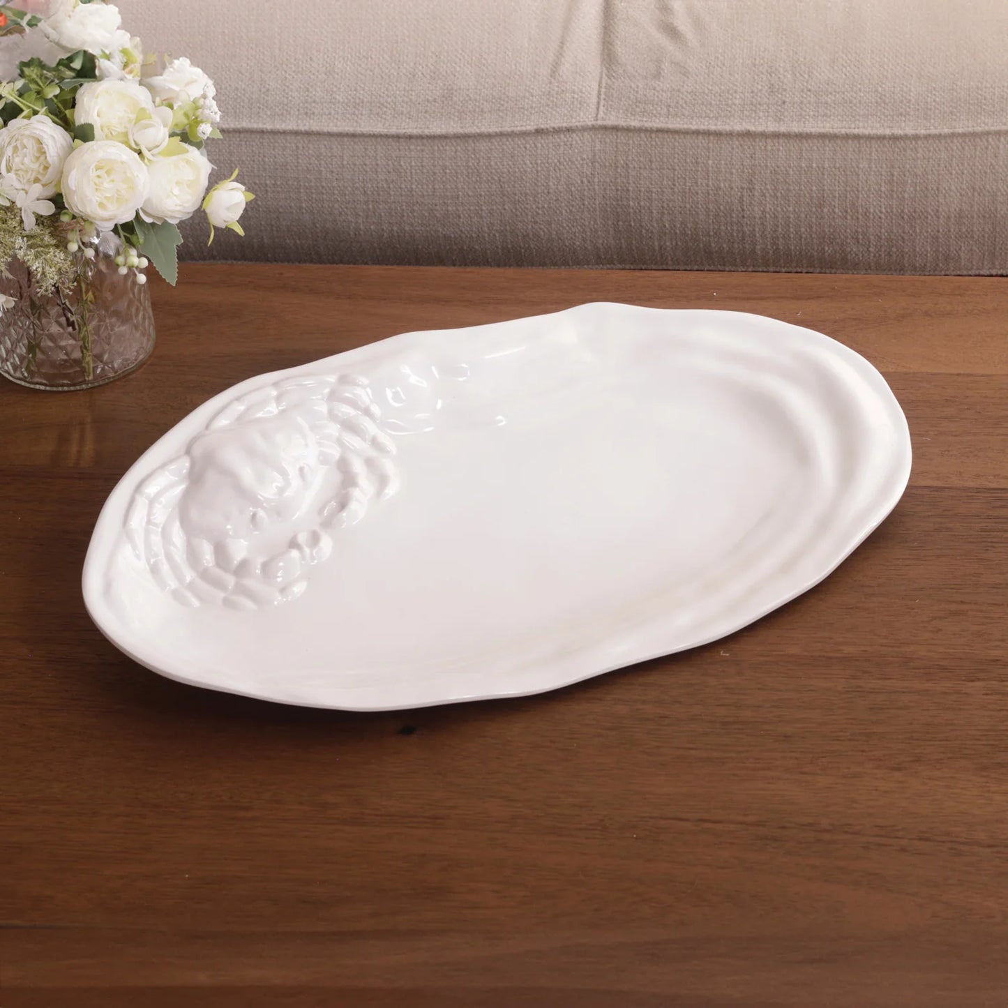 VIDA Ocean Large Oval Crab Platter (White) - 2880