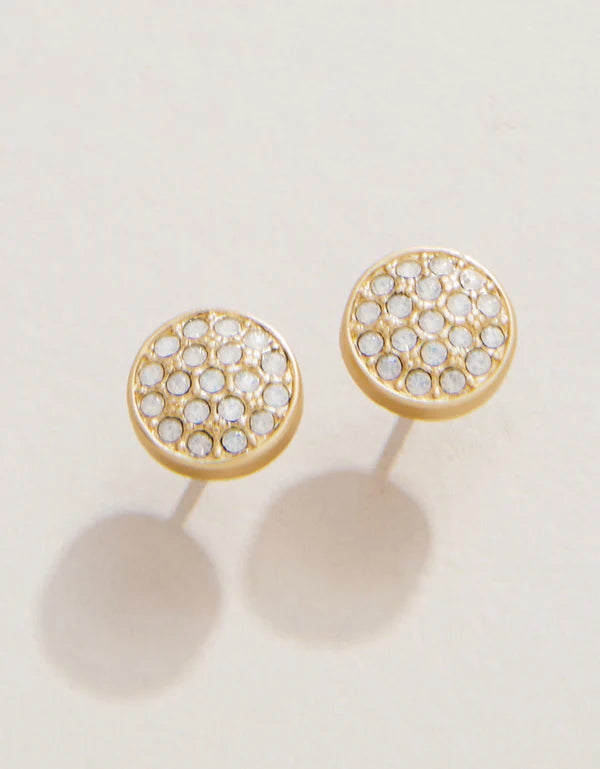 SLV Stud Earrings Stronger/Pave Disk Gold