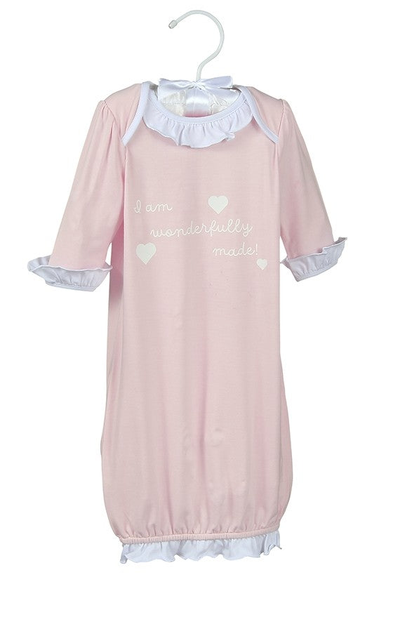Pink Wonderfully Made Bamboo Sack Gown & Cap