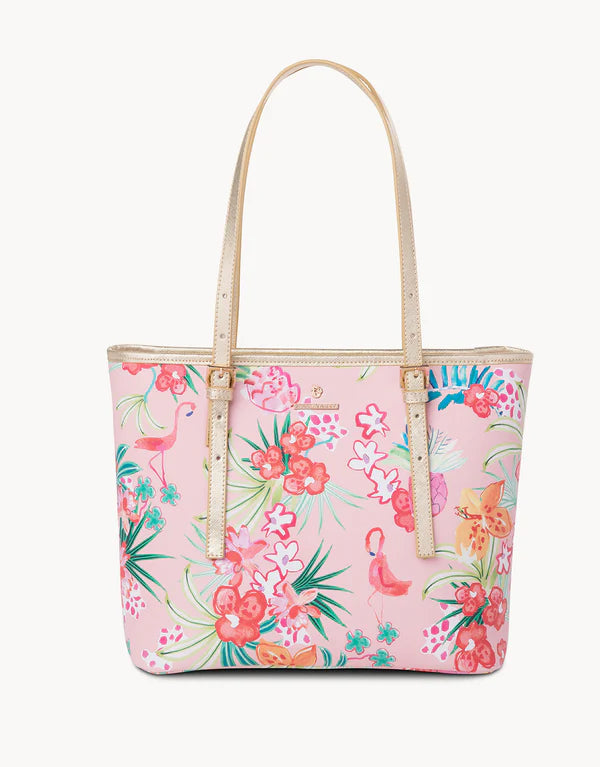 Retreat Medium Tote Flamingo Floral