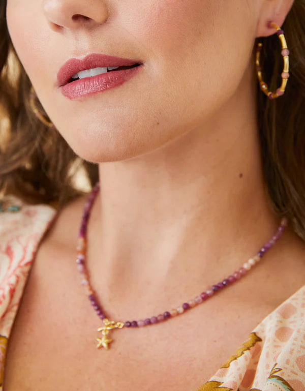 Calm Waters Necklace 17" Ruby/Sun