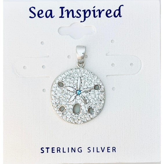 Sterling White Crystal Sand Dollar Pendant