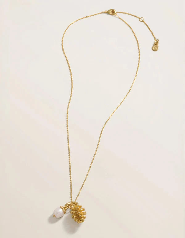 Yellow Pinecone Necklace 18" Pearl
