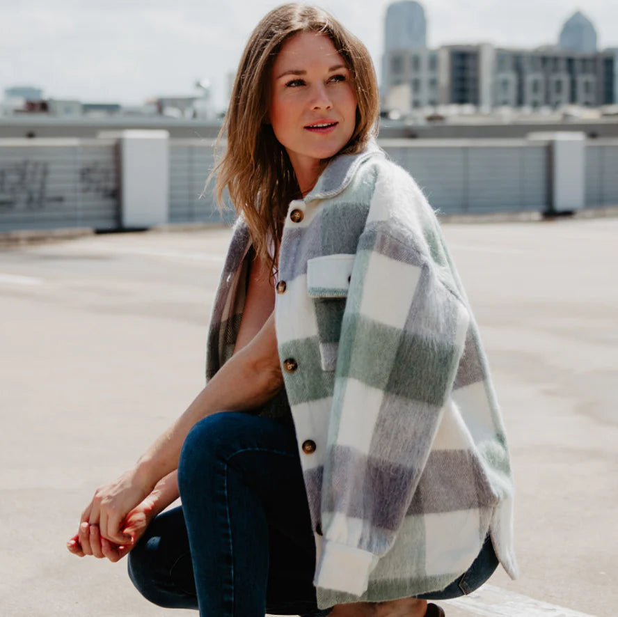 Green/Gray Plaid Shacket