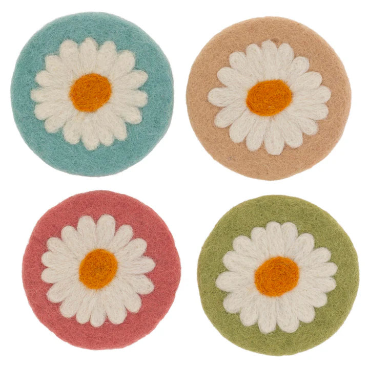 Felted Daisy Coasters-Set of 4