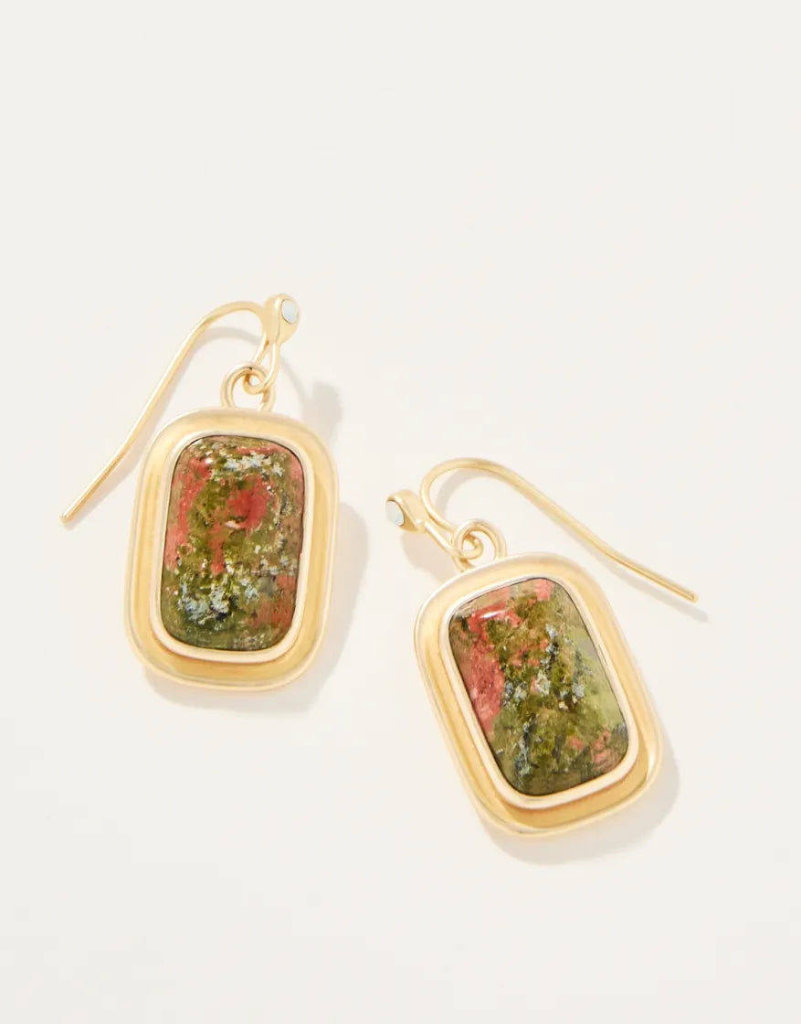 Stone Drop Earrings Unakite