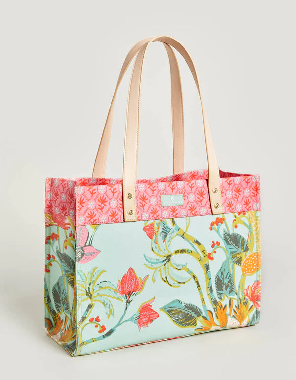 Excursion Tote Queenie Tropical Floral Sea Foam