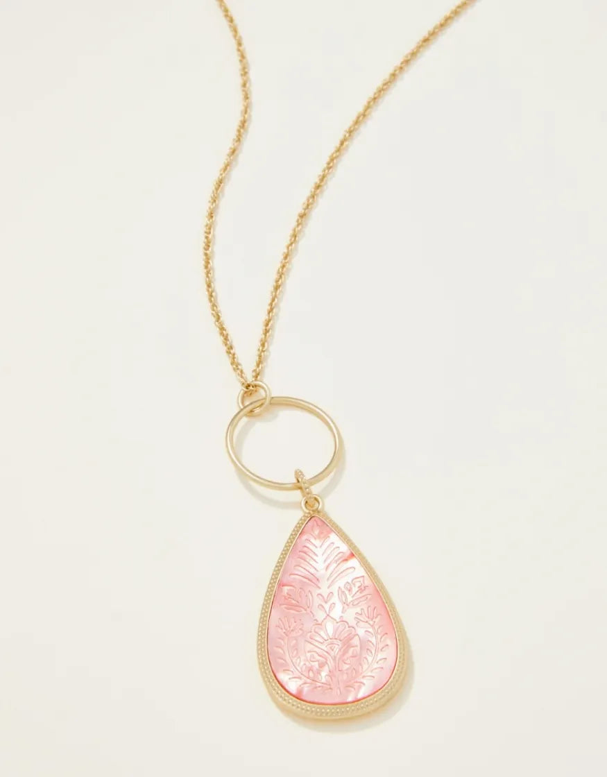 Willa Carved Necklace 30" Pink