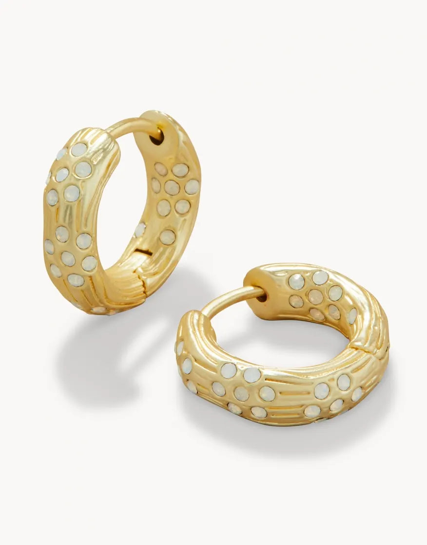 Sand Bar Midi Hoop Earrings White Opal