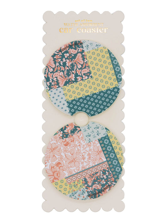 Quilt Pattern Car Coasters-2 Pack