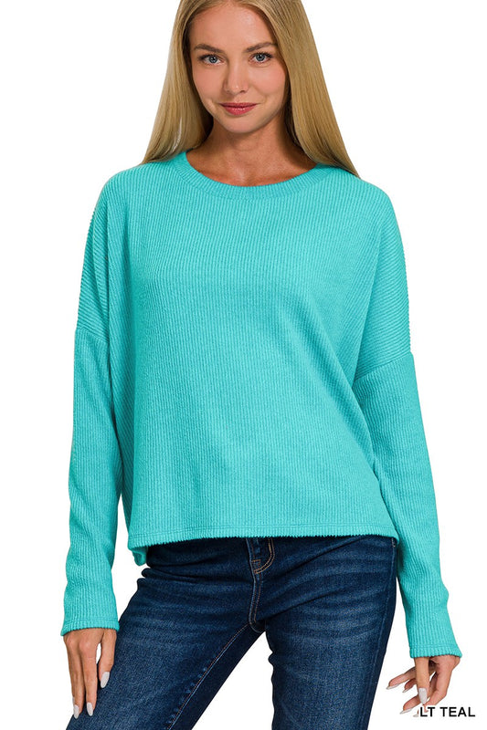 Ribbed Dolman Long Sleeve Sweater