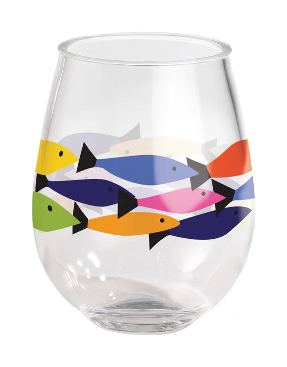 Rainbow Fish Stemless Wine Glass