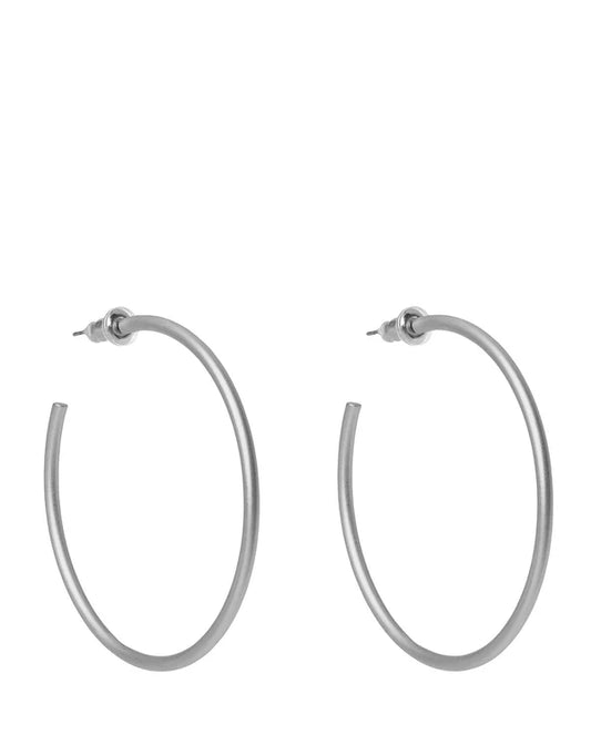 Fine Line Hoop Earrings-Silver