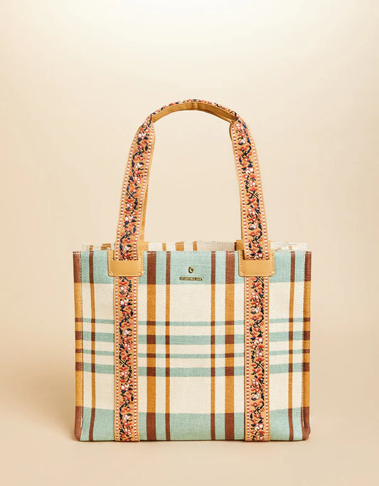 Cream Plaid Charlie Tote