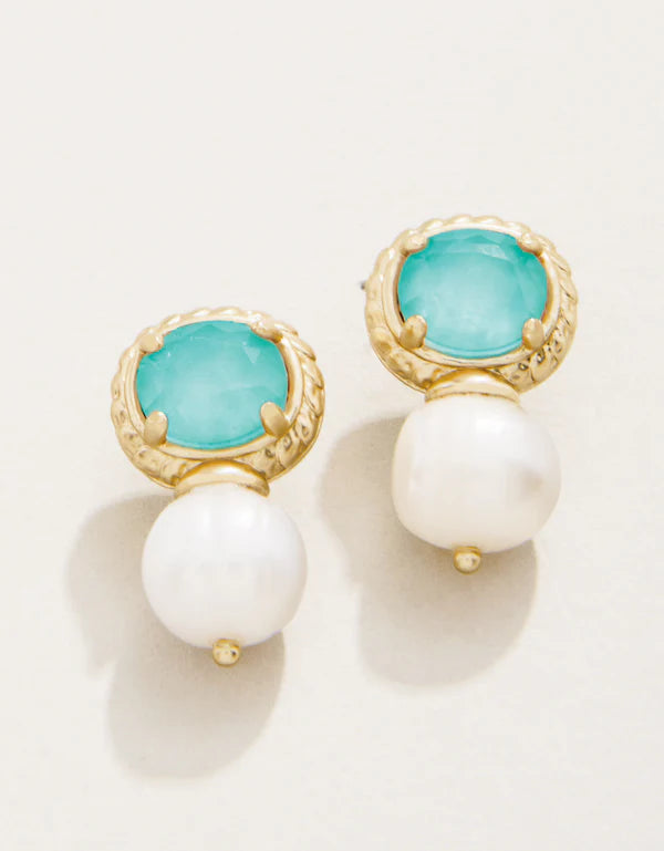 Karina Petite Pearl Drop Earrings Ocean Blue
