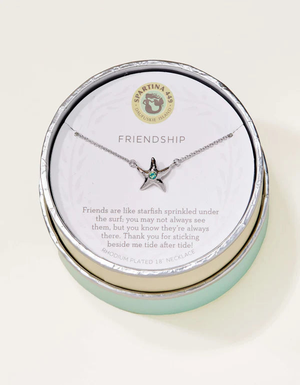 SLV Necklace 18" Friendship/Starfish Silver