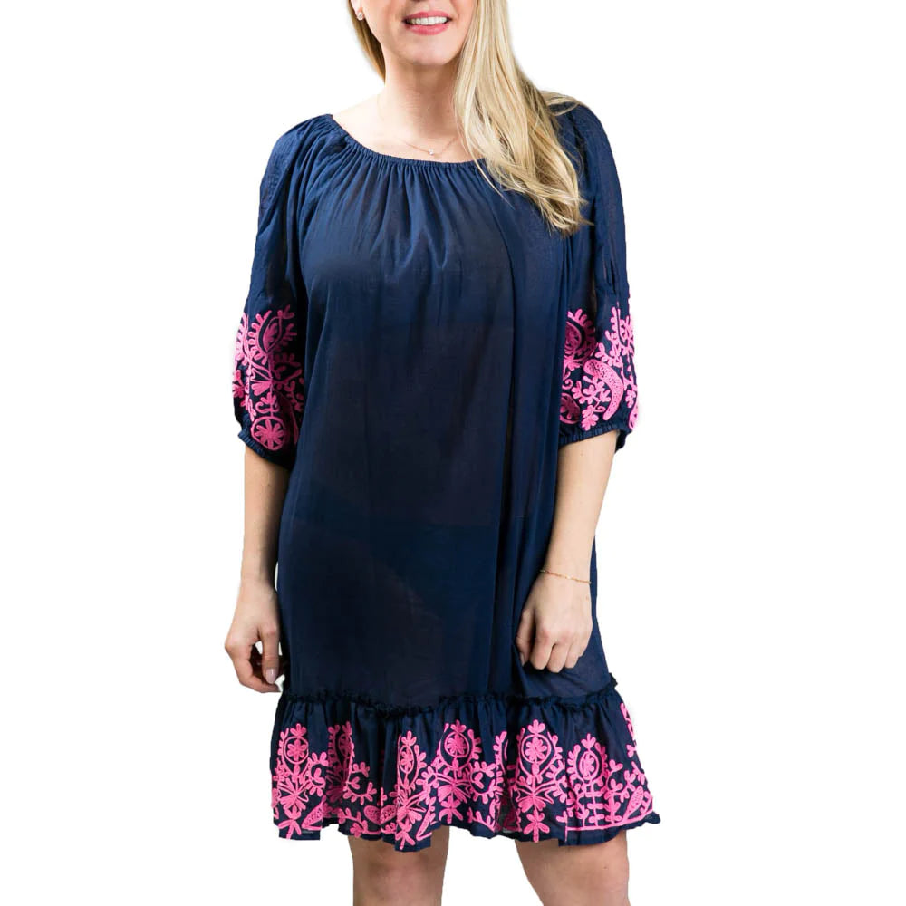 Jules Embroidered Tunic Navy