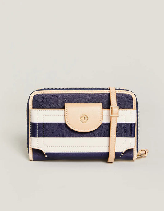 Multi Phone Crossbody Navy Stripe