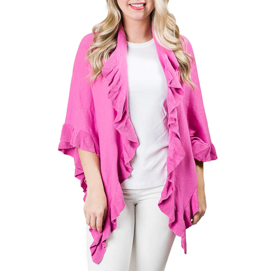 Ava Ruffle Wrap-Metallic Magenta Pink