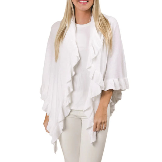 Ava Ruffle Wrap-Metallic White