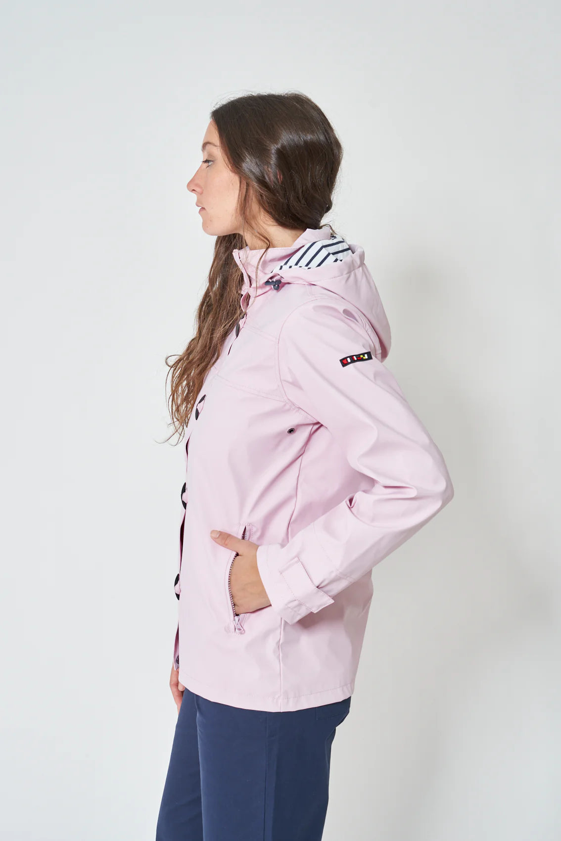 Raincoat With Striped Lining-Pink