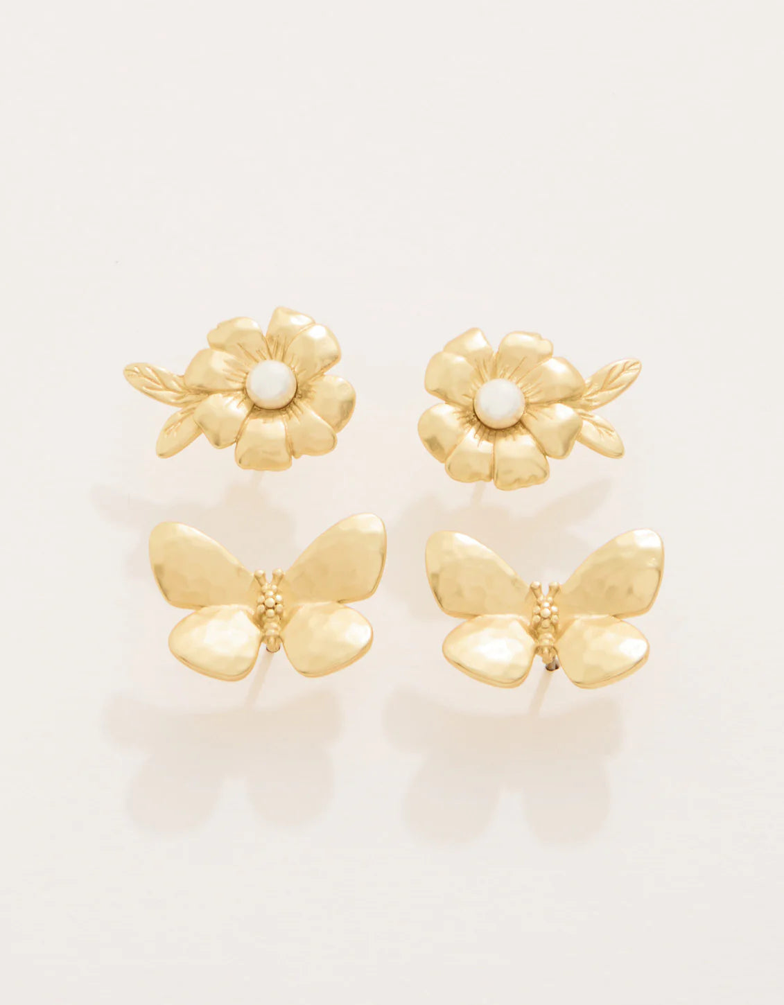 Posy Party Stud Earrings Set Gold