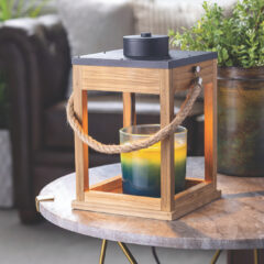 Wooden Candle Warmer Lantern Wood & Rope
