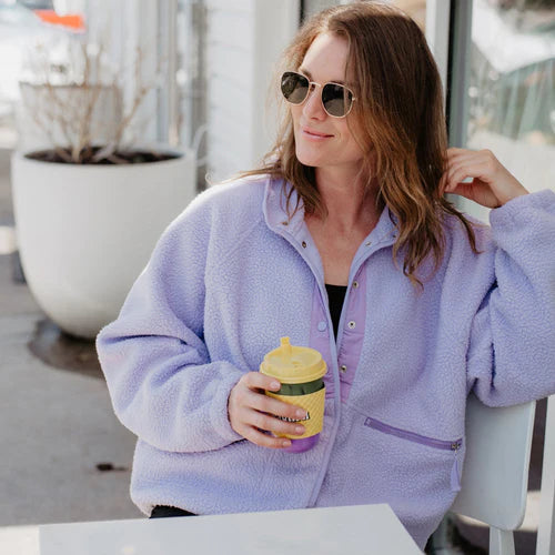 Light Purple Buttoned Fleece Jacket