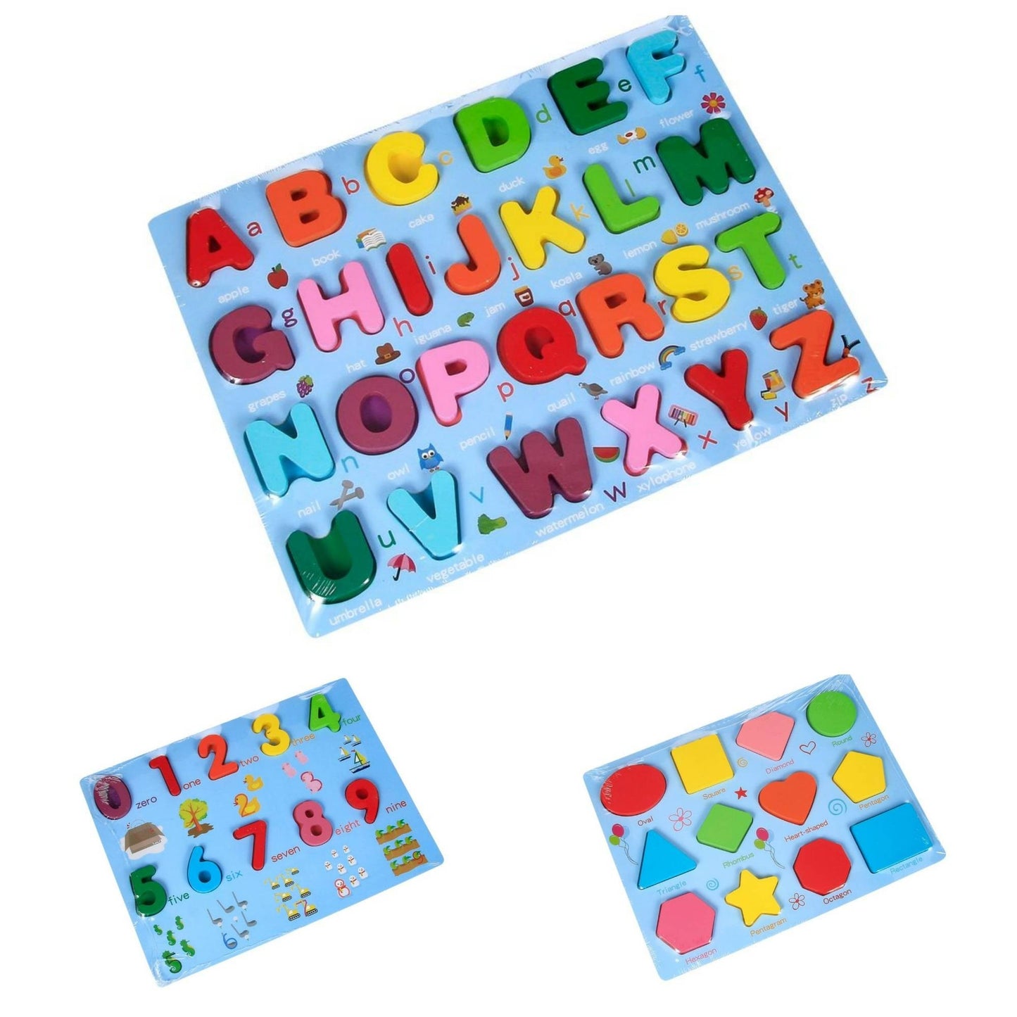 Wooden Puzzles-ABC, Numbers, Shapes