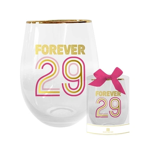 Stemless Birthday Wine Glass