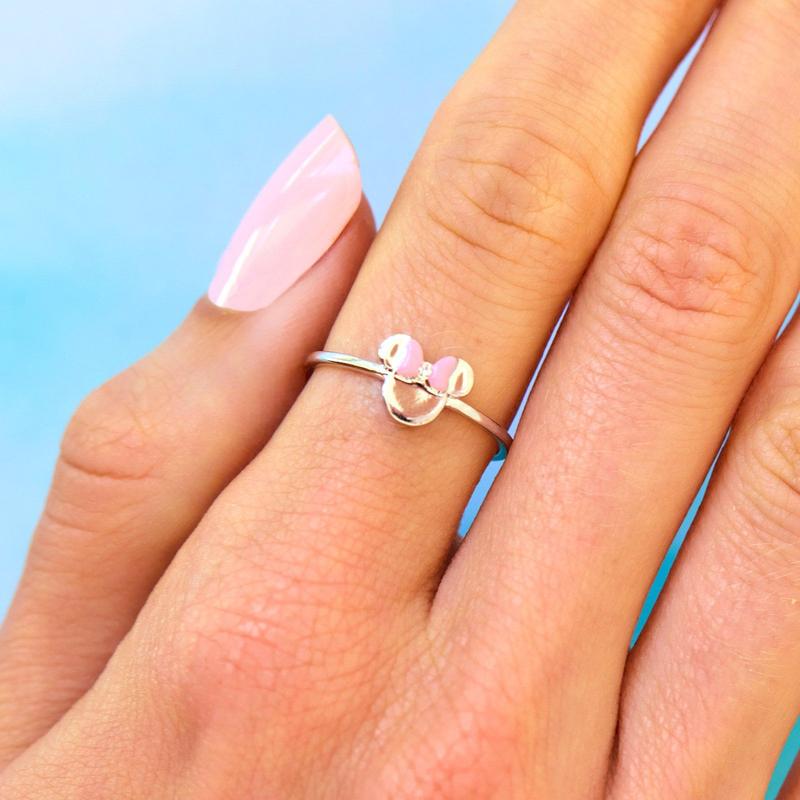 Delicate Silver Minnie Head Ring
