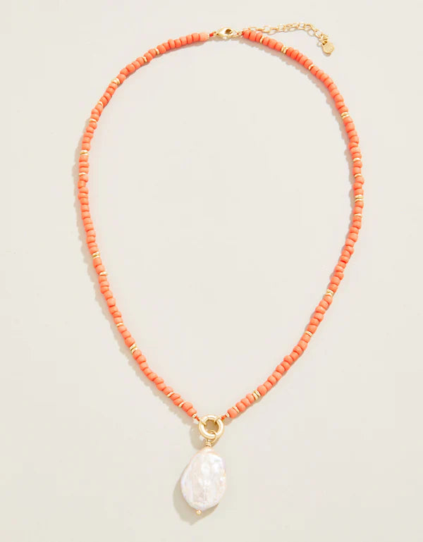 Harmony Beaded Charm Necklace Coral