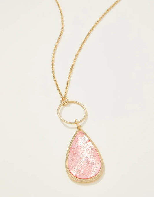Willa Carved Necklace 30" Pink