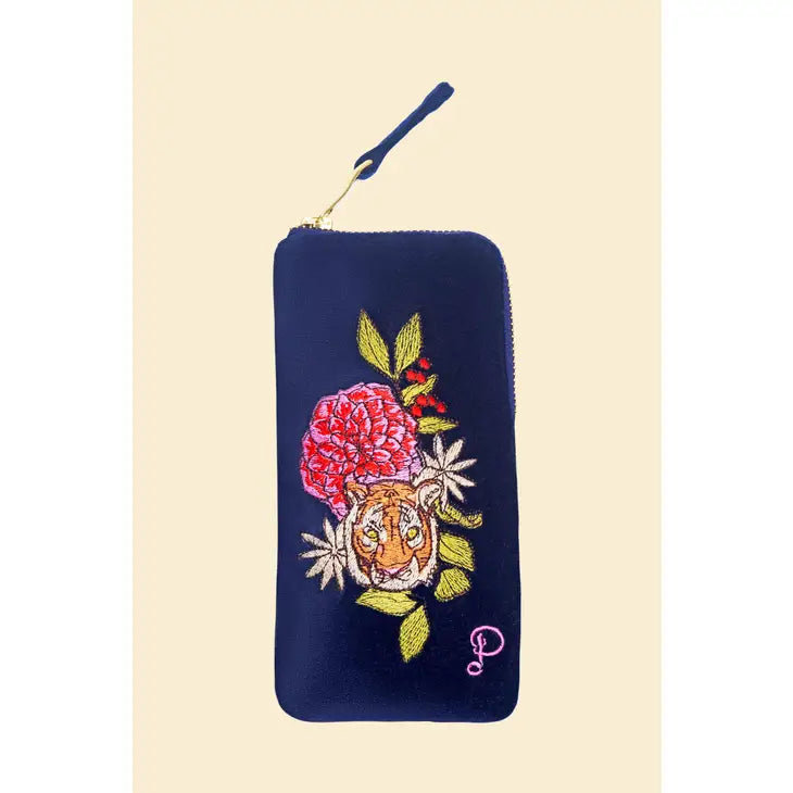 Velvet Embroidered Glasses Case