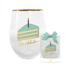 Stemless Birthday Wine Glass