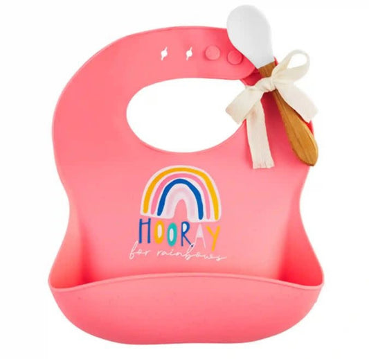 Pink Glitter Bib And Spoon