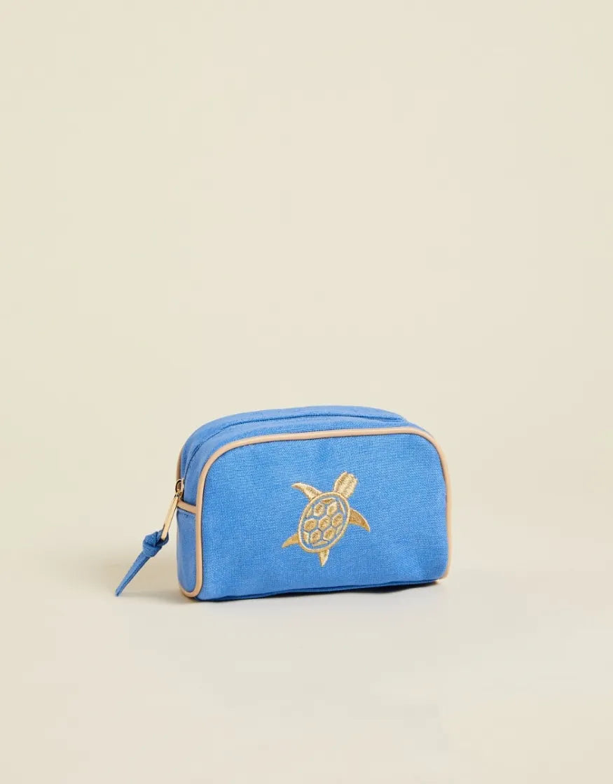 Blue Travel Pouch-Turtle