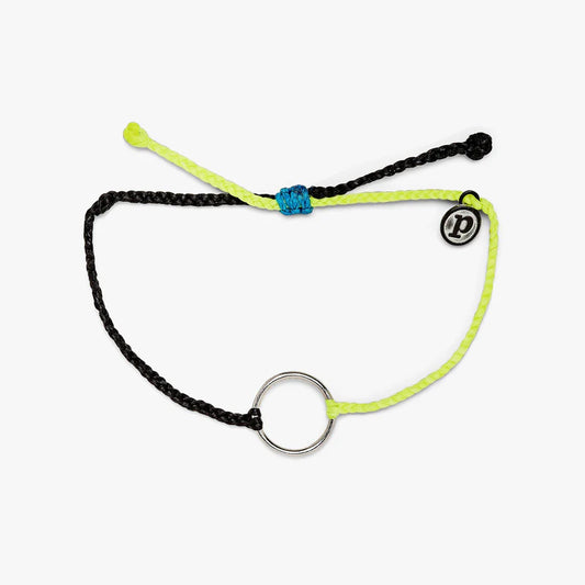 2 Tone Full Circle Silver Bracelet Black/Yellow
